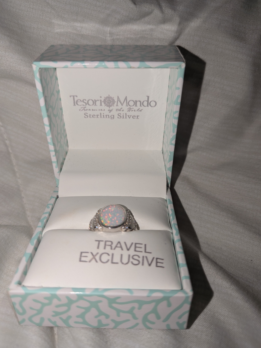 Sterling Silver Opal Ring in White